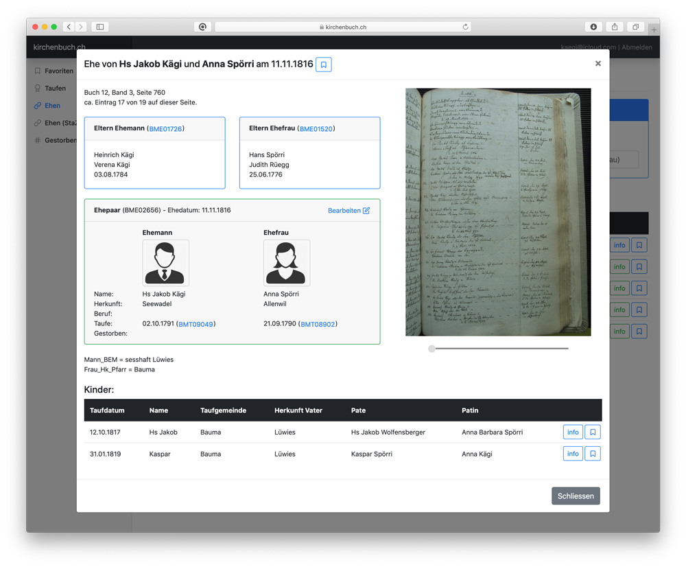 Screenshot aus dem Login-Bereich